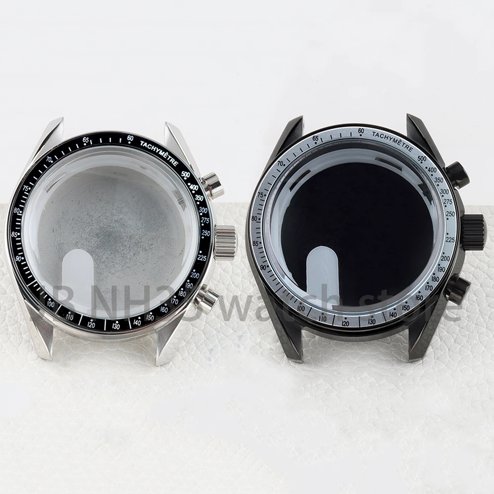 

40mm VK63 Watch Case Silver/Black for Chronograph VK63 VK64 Movement 32.5mm Dial Solid 316L Stainless Steel Waterproof Case