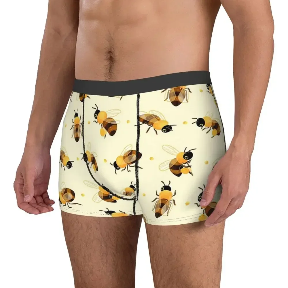 Honey Bees Underpants Breathbale Panties Male Underwear Sexy Shorts Boxer Briefs