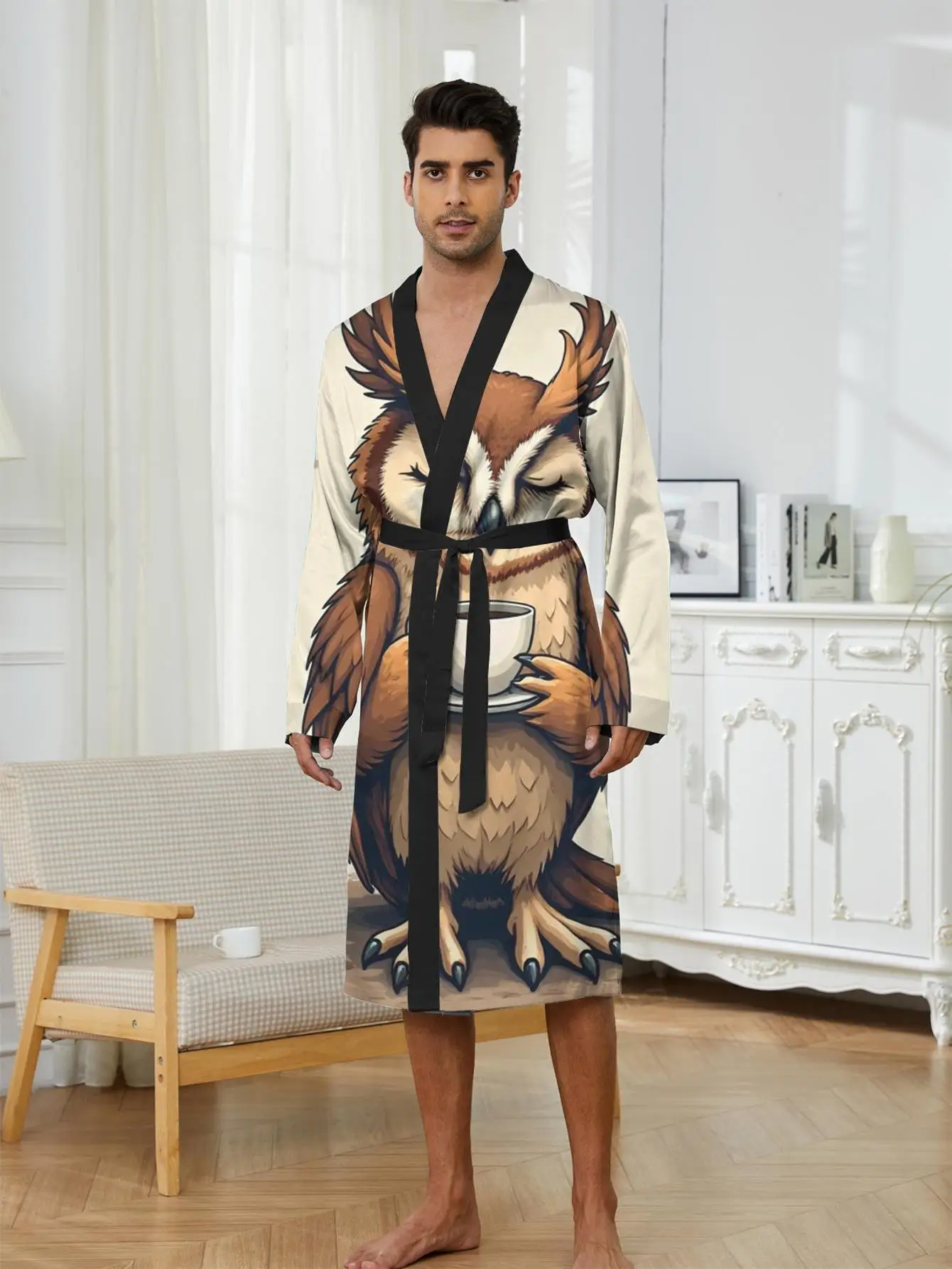 

1pc Men'S Robes 2026 Spring/Summer Robe Man Sleepwear 3D Printed Dressing Gown Polyester Men'S Bathrobe Sleepwear Graphic