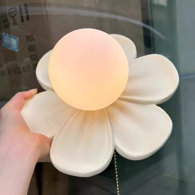 Pink Green White Flower Petal Wall Lamps Children\'s Room Princess Room Lamp Modern Cream Style Girl Bedroom Bedside Wall Lights