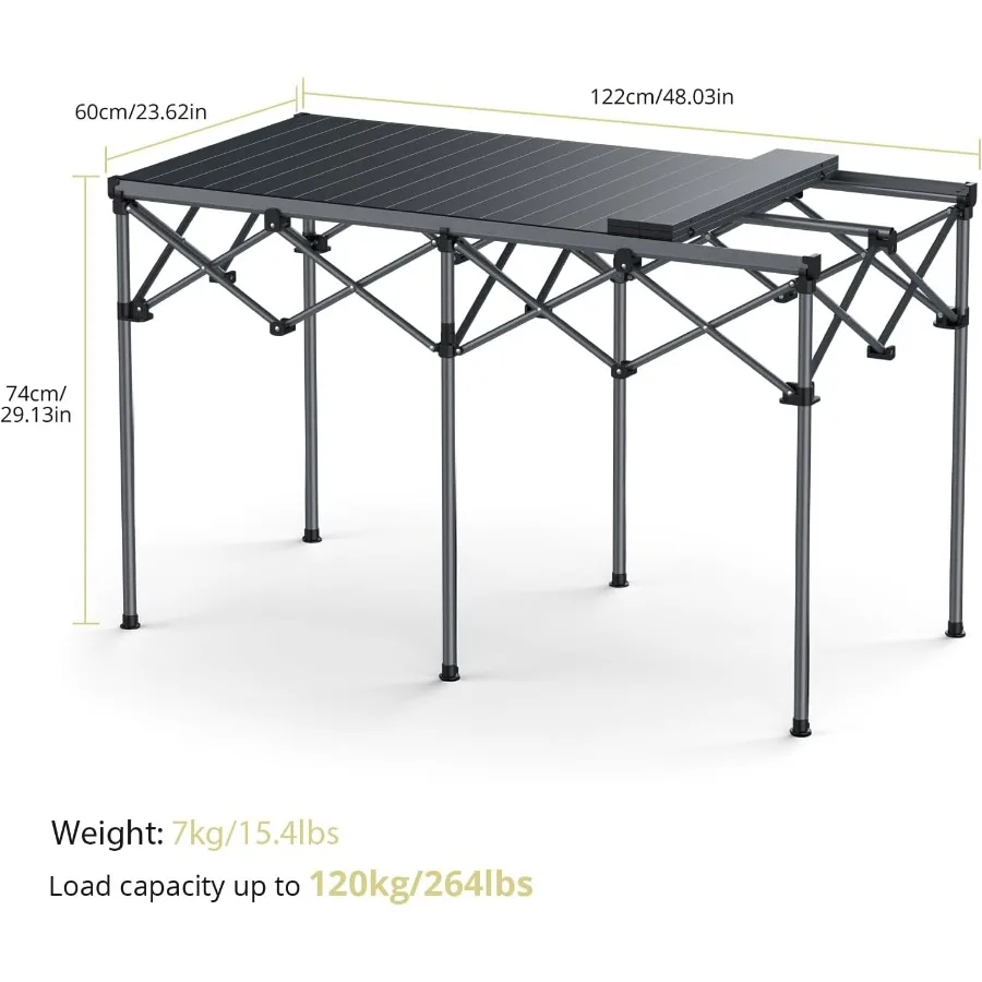 طاولة تخييم شديدة التحمل تدعم 264 رطلًا 48 × 23.6 طاولة تخييم كبيرة قابلة للطي لـ 68 شخصًا مع حقيبة حمل مقاومة للماء محمولة I #3