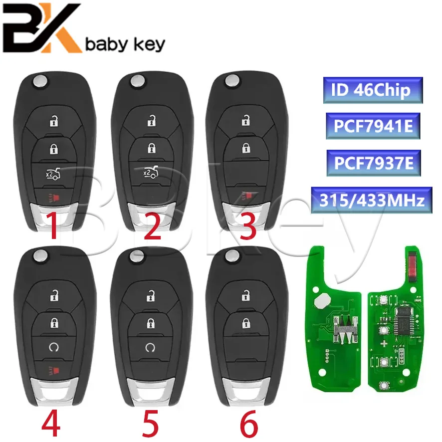 

BB Key 2/3/4 Button Flip Remote Car Key ID46 Chip 315/433Mhz For Chevrolet Cruze Avo Trailblazer Onix Tracker Smart Key