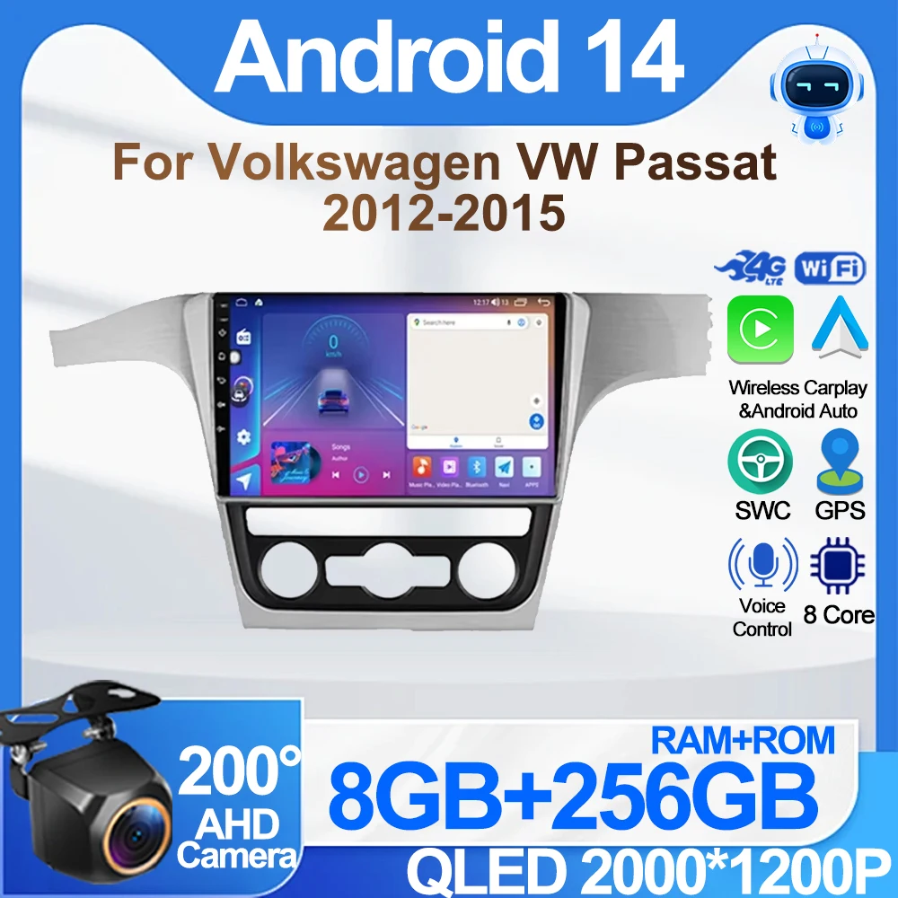 Android Radio For Volkswagen VW Passat 2012-2015 Carplay Stereo Head Unit Touch Screen Android Auto Mirror Link 8 Core Bluetooth