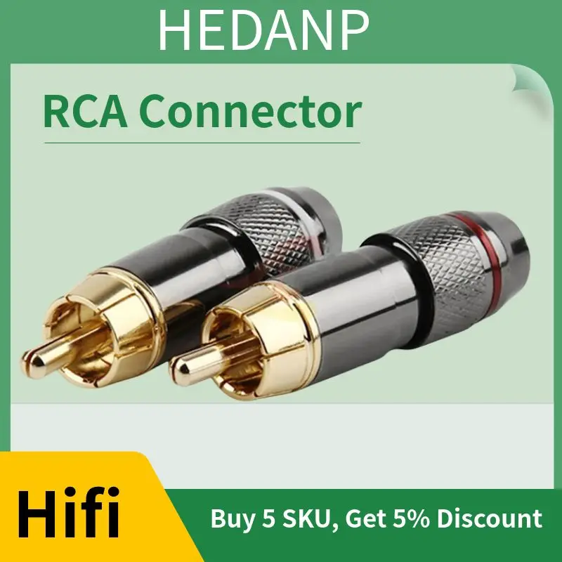Gold Plated RCA Connector Male Audio Jack With Screw Locking DIY Speaker Wire For Amplifier Metal Alloy White Red Plug