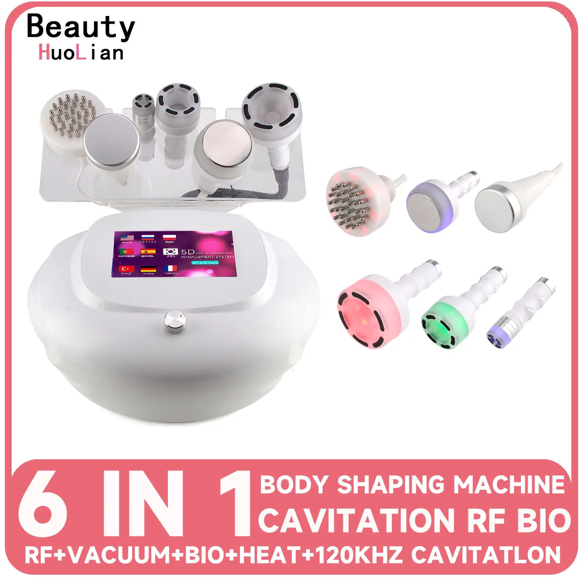 120K Cavitation Machine Vacuum Body Sculpting Facial Lifting Cellulite Vibrating Massage with Heating Beauty Device