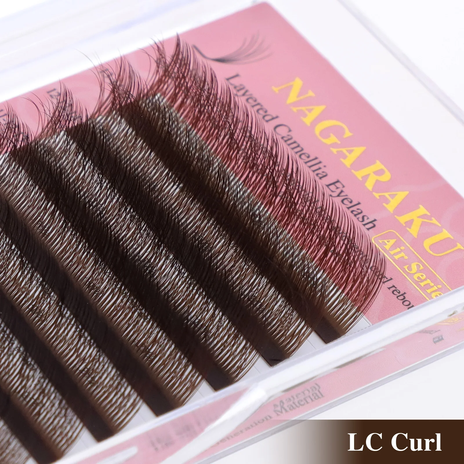 NAGARAKU Dunkelbraune geschichtete Kamelien-Wimpernverlängerungen, vorgefertigte Fächer, Wispy Volume, Fluffy LB LC LD M Volume Wimpernverlängerung – Detail 10