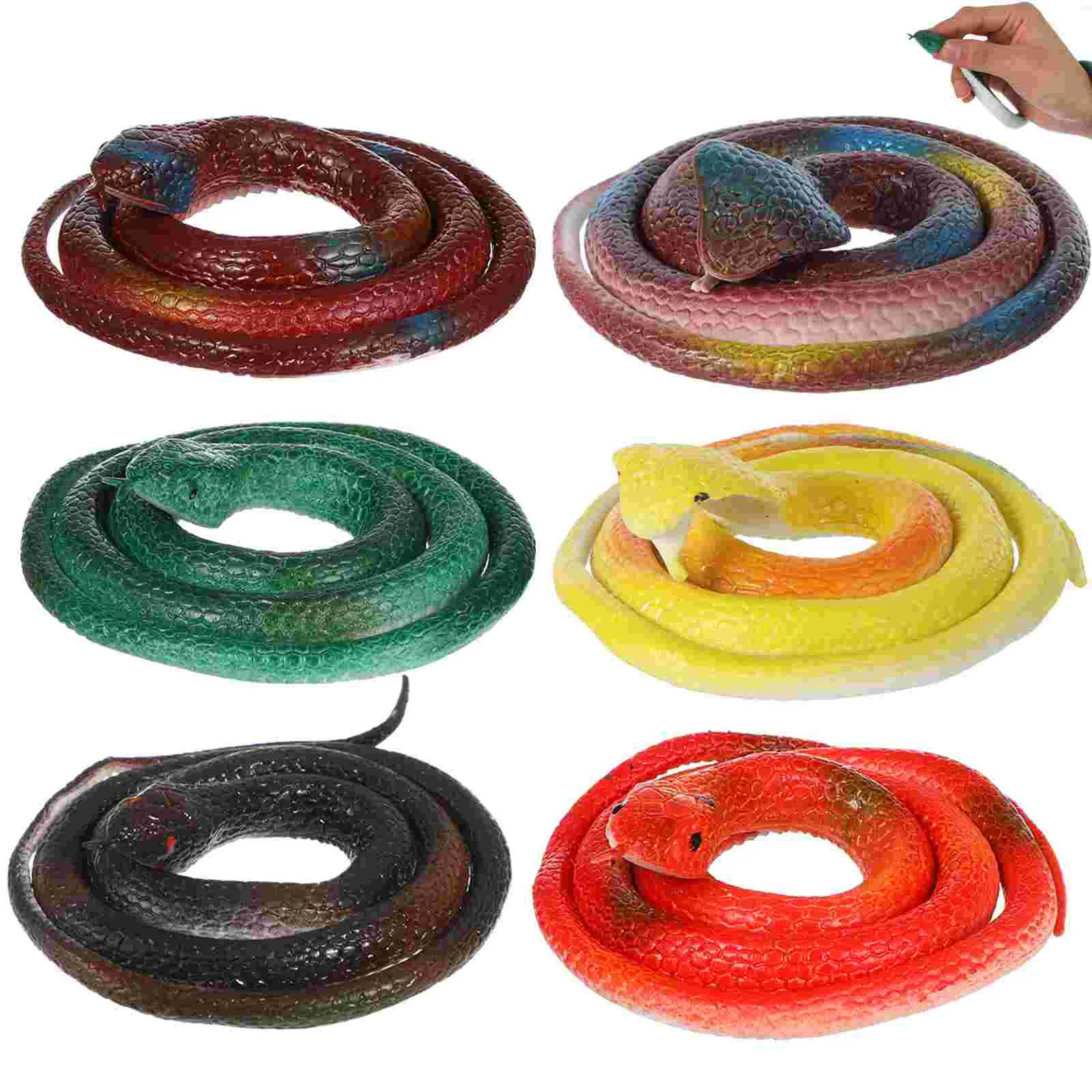 

6pcs 75cm Rubber Snakes Artificial Simulated Prank Toy Animal Shape Toy for Kids (Random Style) simulated rubber snakes