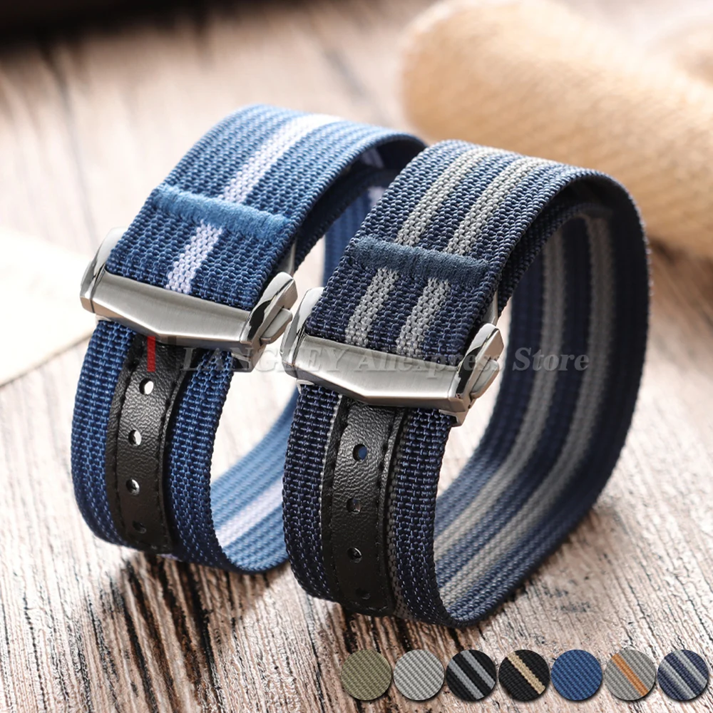 20mm 22mm boucle pliante en Nylon toile bracelet de montre bracelet nervuré pour Omega pour Seiko universel hommes femmes Sport bracelet étanche