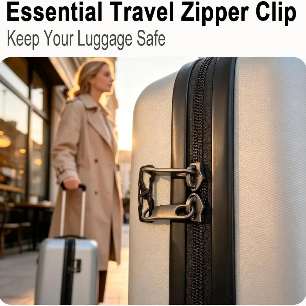 Security Stainless Steel Zipper Clips Quick Release Anti Theft Locking Clips Lightweight Carabiner Travel Essentials