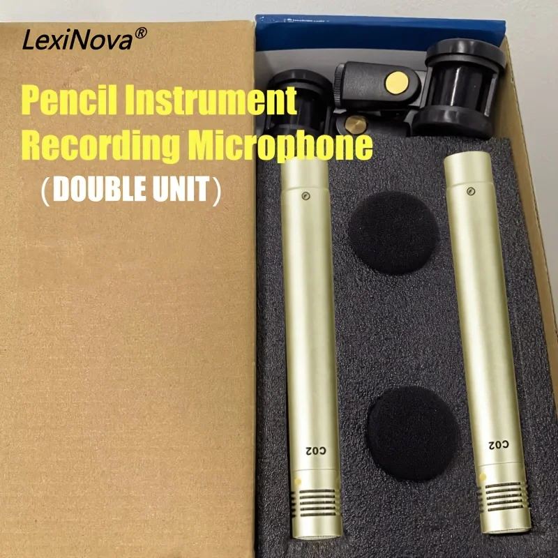4 Pcs Updated Golden C-02 Pencil Type Intstrument Microphones Drum Guitar Violin Piano Professional Recording Condenser Mic Kit