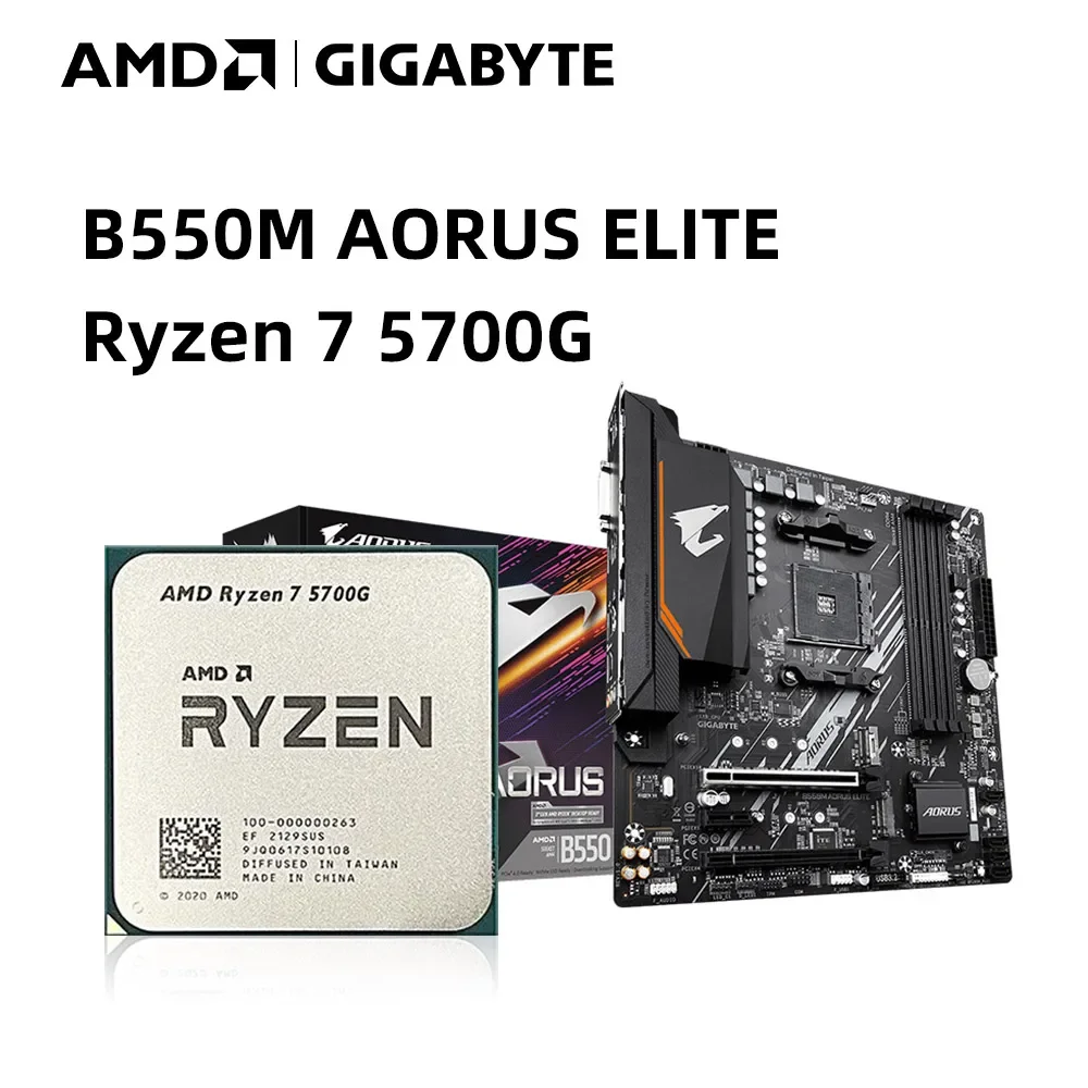 B550M AORUS ELITE New Motherboard + AMD Ryzen7 5700G Micro-ATX AMD B550 DDR4 4733(O.C.)MHz M.2 USB3.2 128G Double Channel AM4