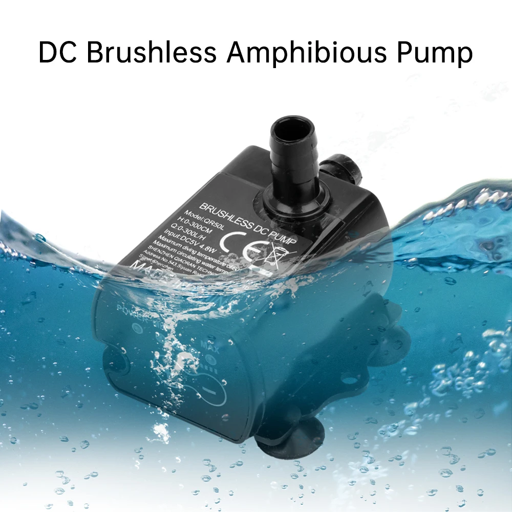 

Mini Water Pump USB 5V 4.8W Ultra-Quiet Submersible for Aquarium Fountain Pet Water Dispenser Compact Size High Flow Rate