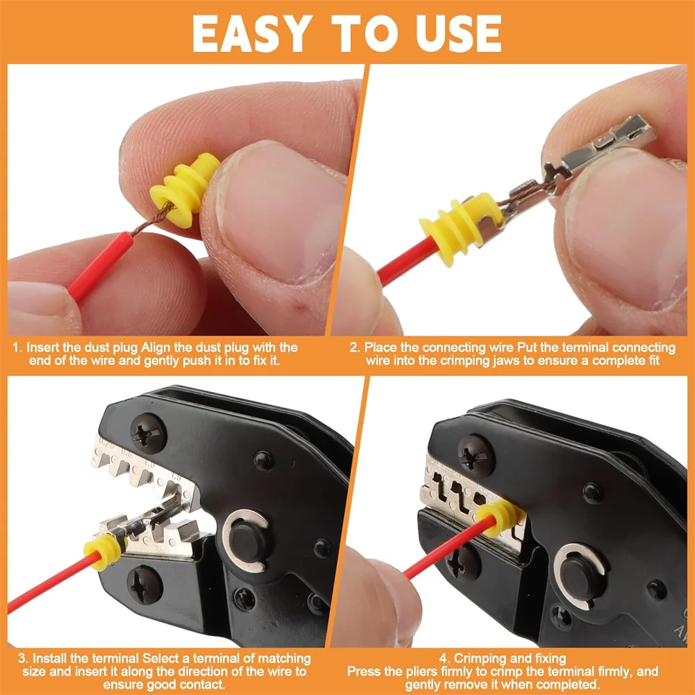 690 قطعة مجموعة موصلات دبوس السيارات ، مجموعة دبابيس طرفية كهربائية مع أداة تجعيد موصل سلك الذكور والإناث دبابيس طرفية vw