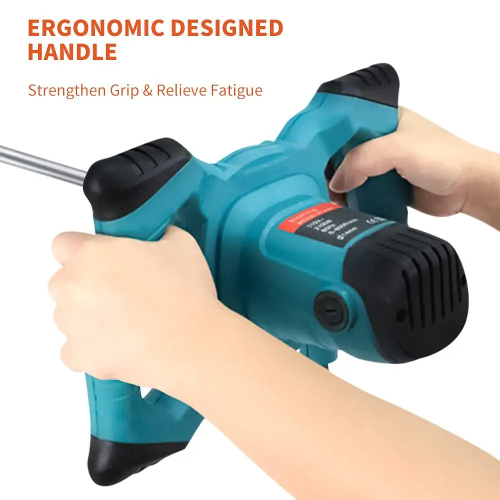 2100W Portable Electric Concrete Mortar Mixer Adjustable 6 Speed 110V Handheld Cement Mixer Paint Plaster Grout with Dual Paddle