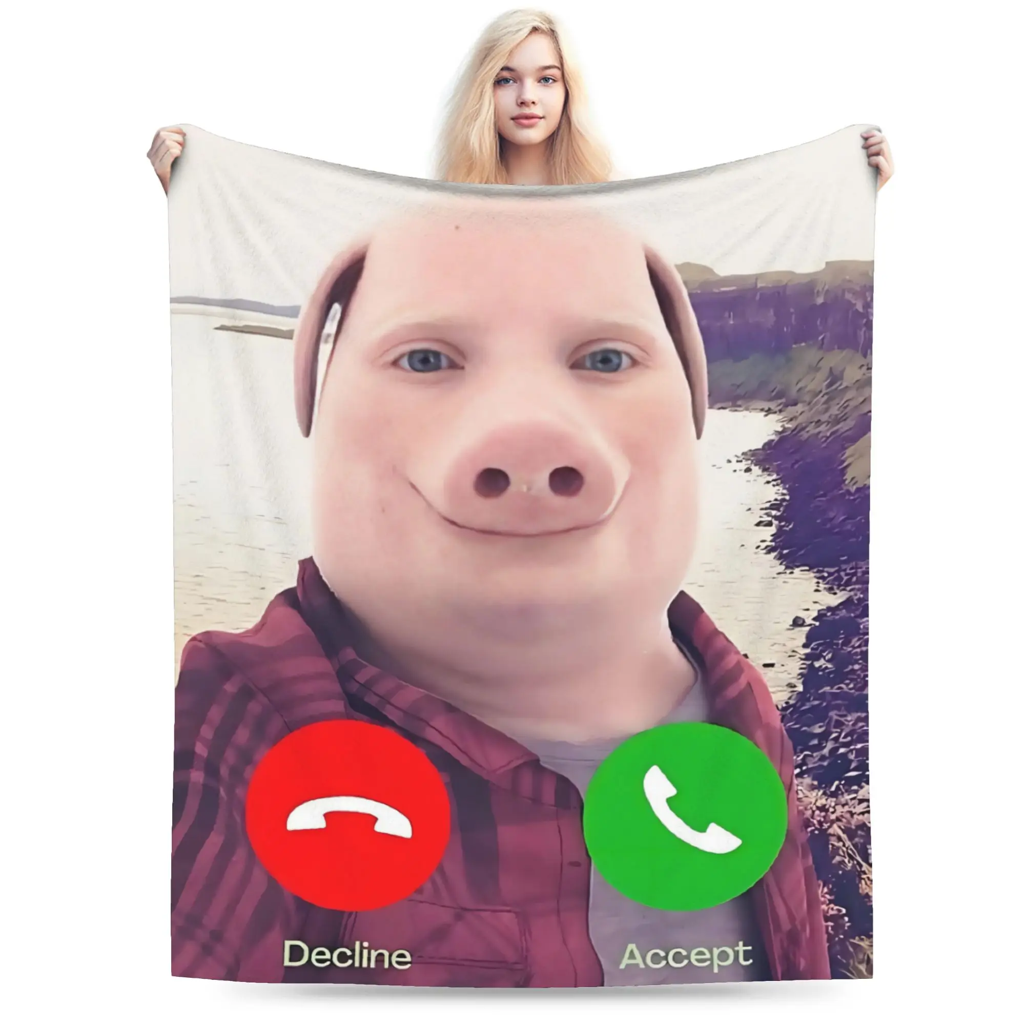 Custom Sofa Fleece John Pork Is Calling Throw Blanket Warm Flannel Funny Blankets for Bed Office Couch Quilt