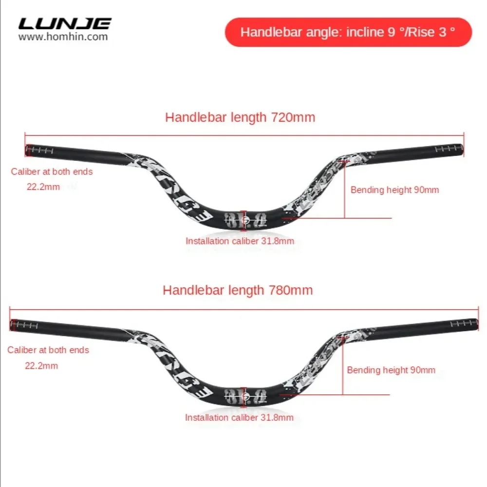 Mountain Bicycle Handle Bar Handlebar 70/90mm Tall Angle Handlebar 720/780mm Handle MTB Accessories MTB Parts Bicycle Handle