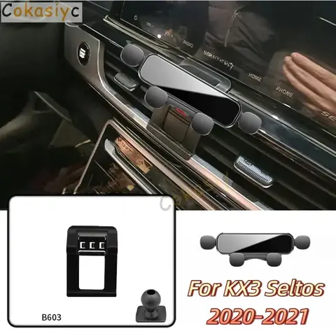 Kia KX3 Seltos 2020-2021 용 중력 자동차 전화 홀더 및베이스 고정 공기 네비게이션 브래킷 수평 회전 액세서리