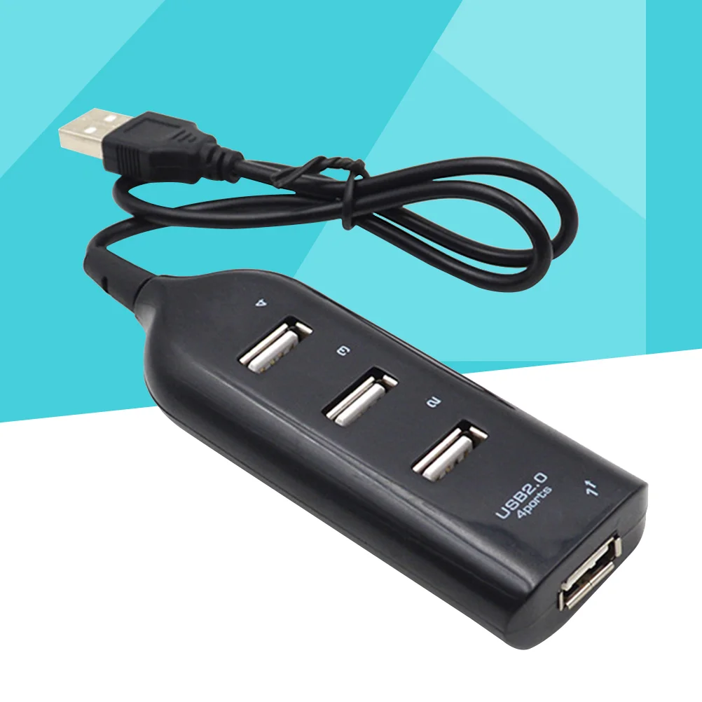 แบบพกพาสูง USB 20 การขยายข้อมูลฮับ USB Splitter สําหรับ XP/ Vista 7 8 10 คอมพิวเตอร์แล็ปท็อปพีซี (สีดํา)