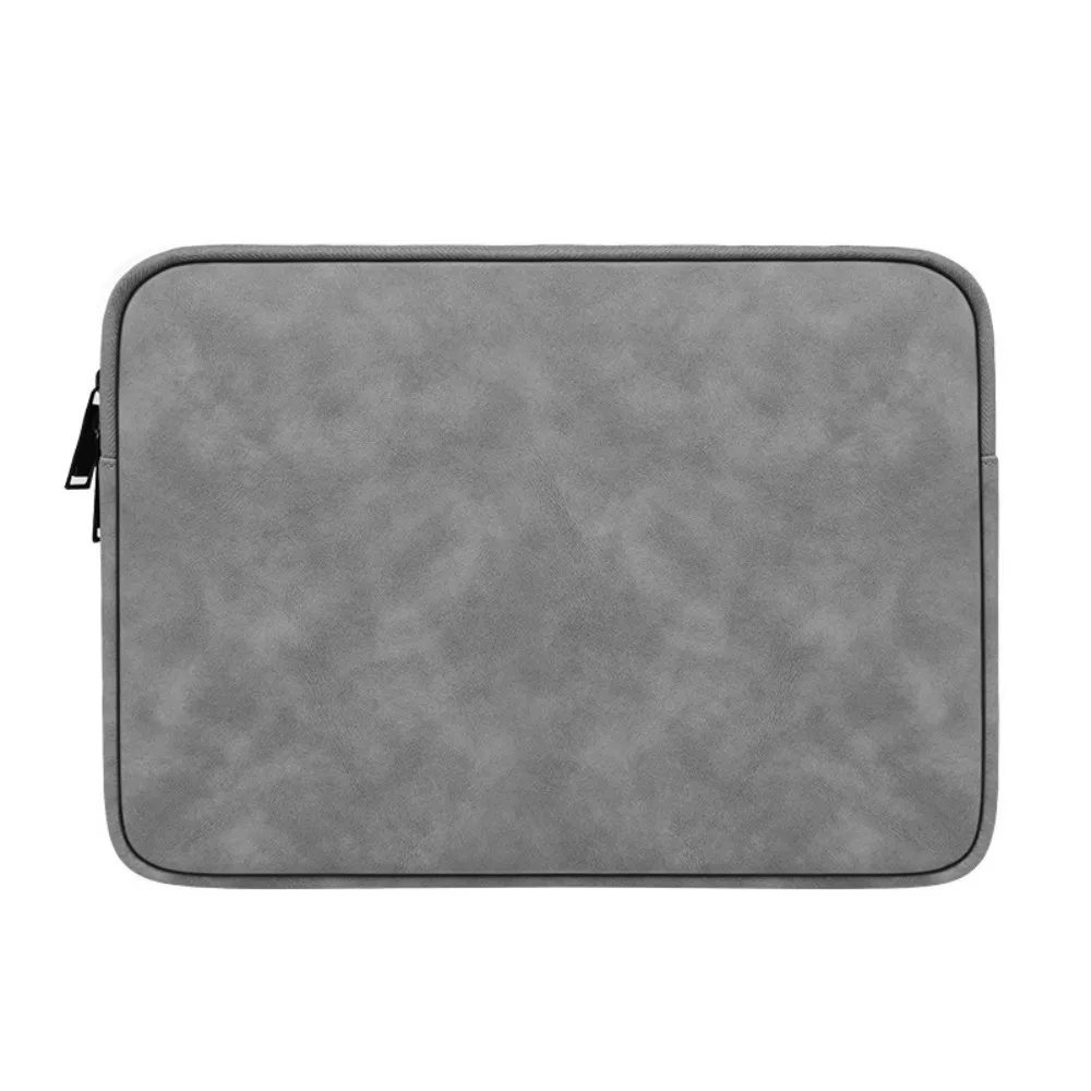 

Durable Solid Color Laptop Sleeve Bag Zipper Soft Notebook Pouch PU Leather 11 Inch Laptop Case Travel