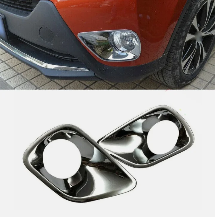 

Chrome Front light lamp Cover + Chrome Rear Fog light lamp Cover Trim For Toyota RAV4 2013 2014 2015 - 4 pieces included