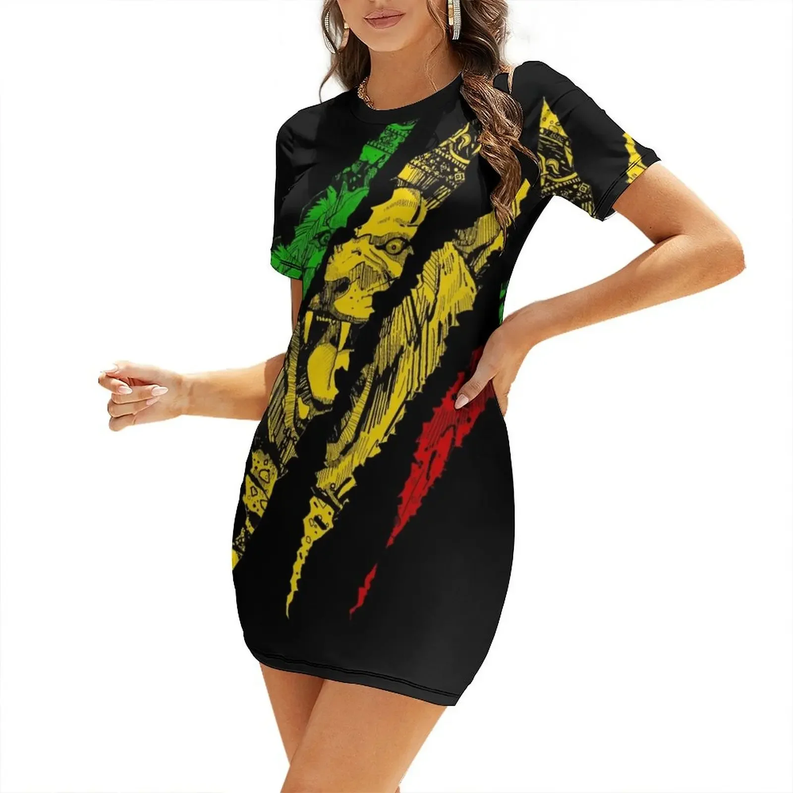 

Warrior Lion of Judah King Rasta Reggae Jamaica Roots Short-Sleeved Dress women clothes dresses women summer 2026