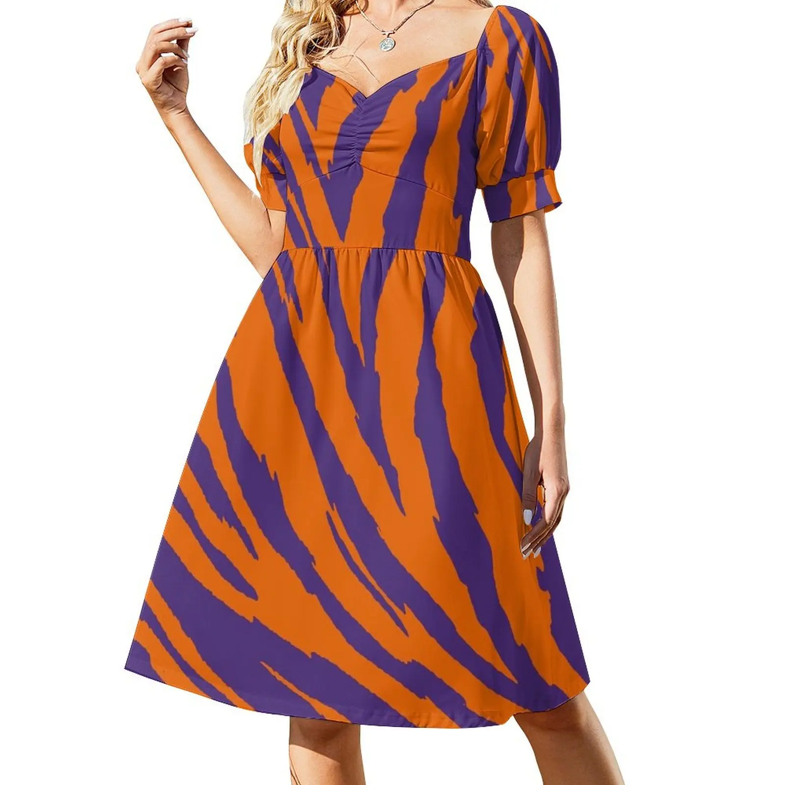 

Purple and Orange Tailgate Swag - Claw Marks Short Sleeved Dress Female dress women's summer clothing 2025 Dress