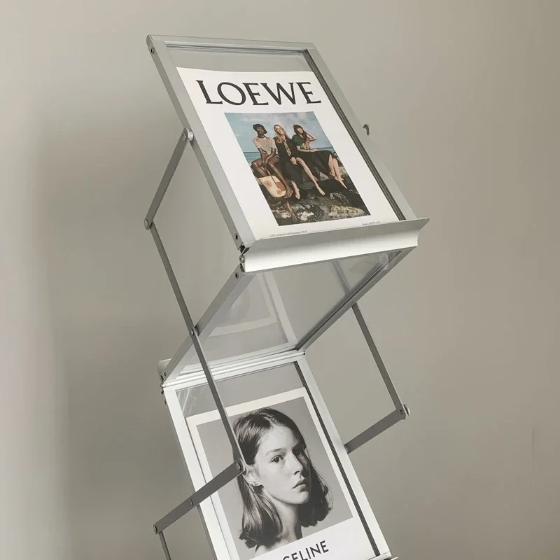 Ins Style Minimalist Magazine Rack Multi Layer Landing Display Stand Convenient Folding Books Shelf, Studio Shooting Metal Rack