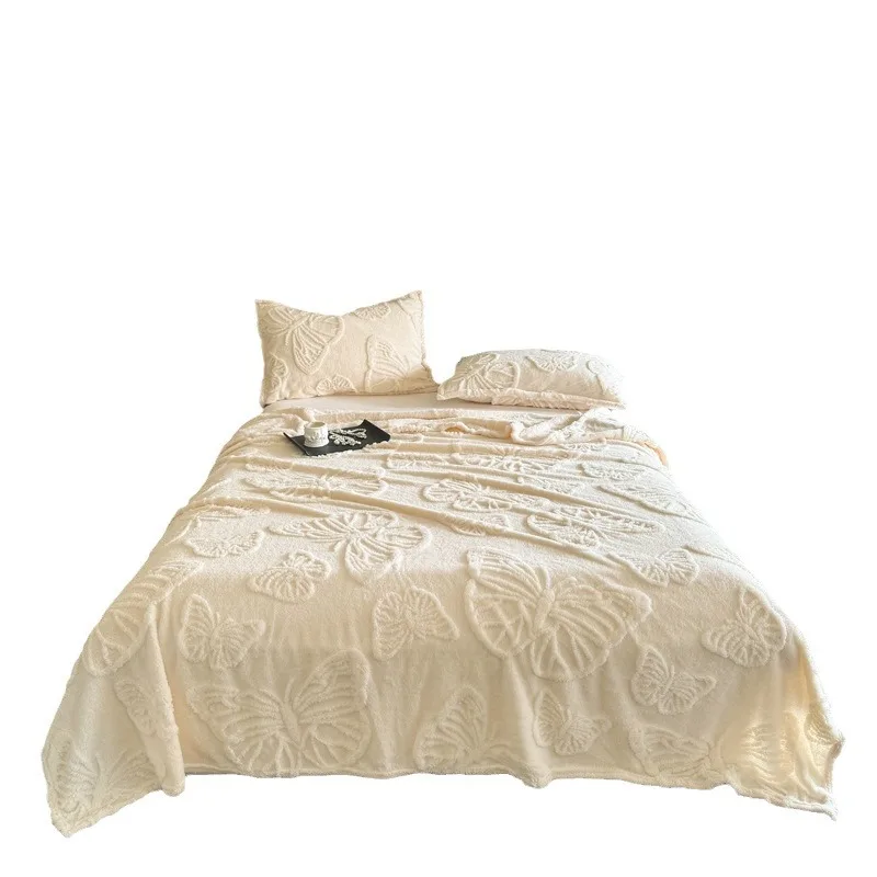 1 piece of taff velvet butterfly jacquad blanket autumn and winter plush bedding blanket sofa nap blanket