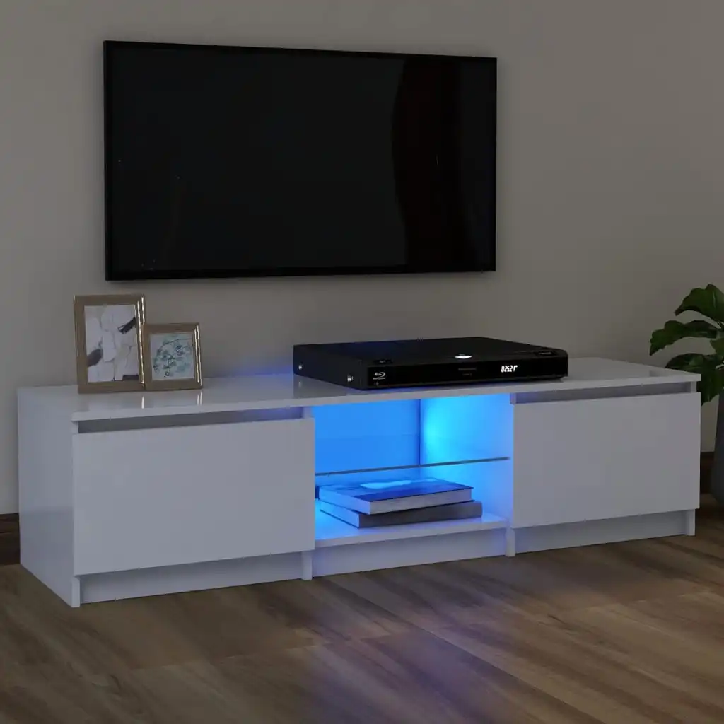 TV cabinet with LED lights White 120x30x35,5 cm