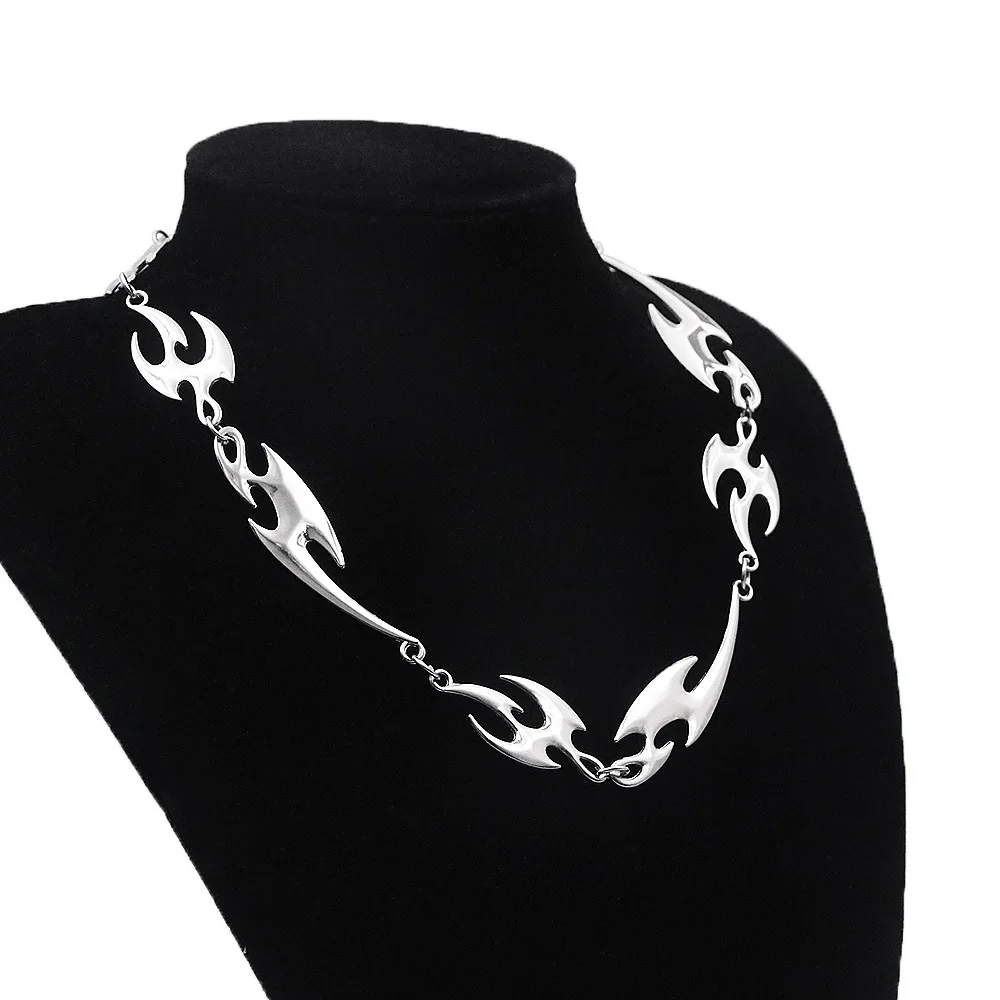 

New Punk Gothic Necklace Thorny Silver Color Metal INS Hiphop Blade Irregularity Chain Necklace Choker for Women Men Jewelry