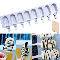 4/8 Gat Food Grade Siliconen Ijs Schimmel Ice Pop Cube Popsicle Schimmel Met Stokken Dessert DIY Magnum Cakevorm ijs Maker