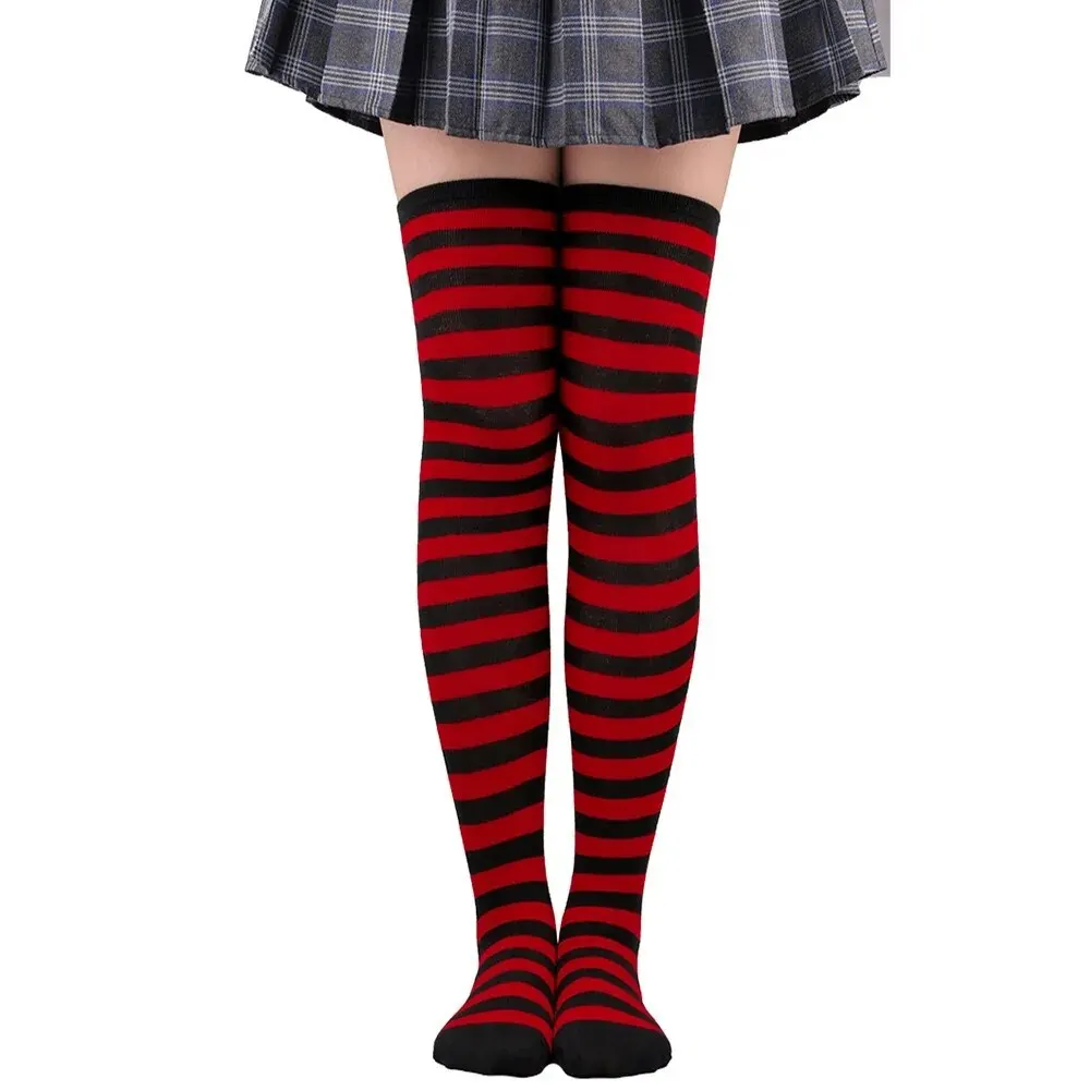 1-parowe damskie skarpetki do kolan w paski do cosplay Anime — zdjęcie 5