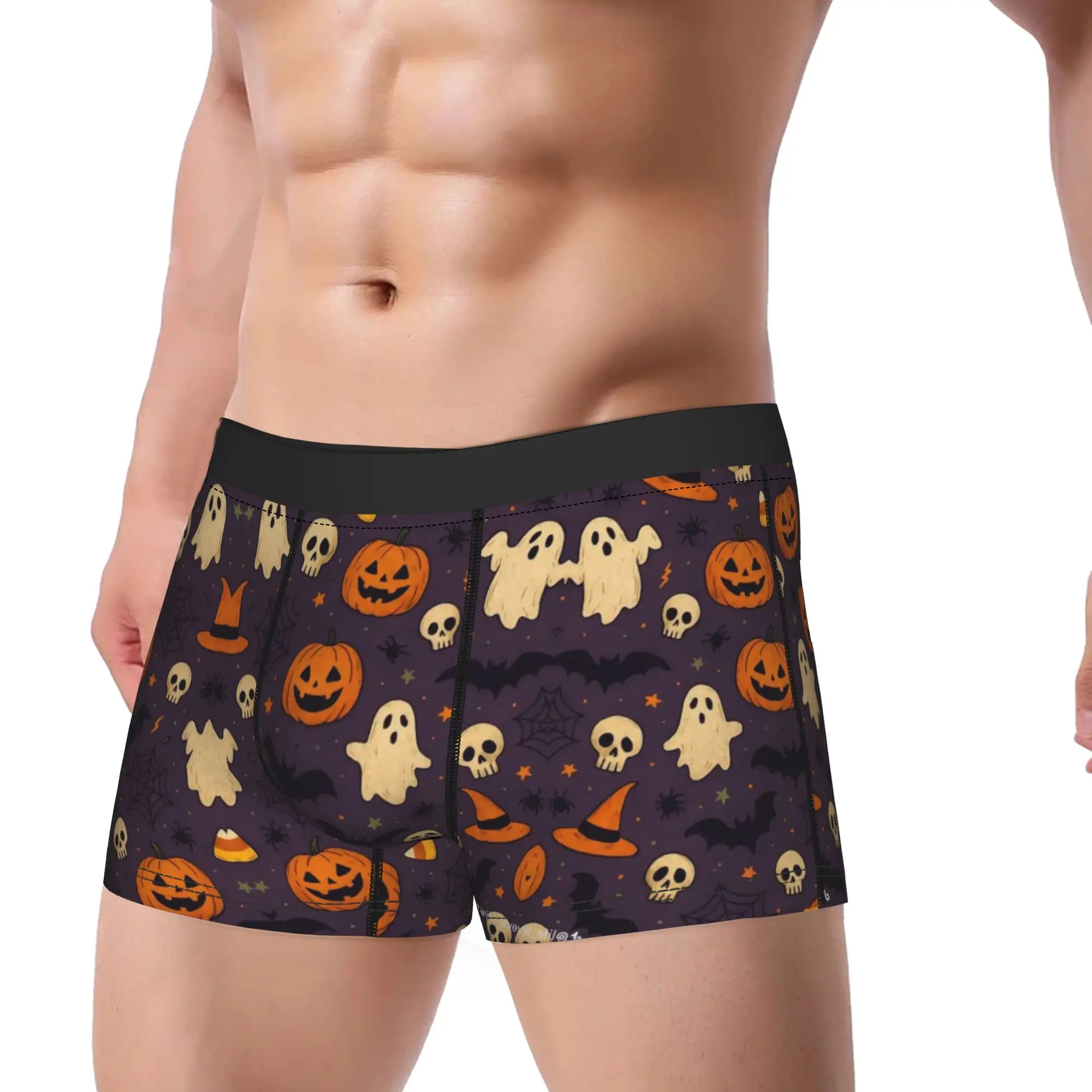 Man Halloween Ghost Pumpkin Spooky Trick Or Treat Witch Boxers NoveltyGift Underwear  Boxer Briefs