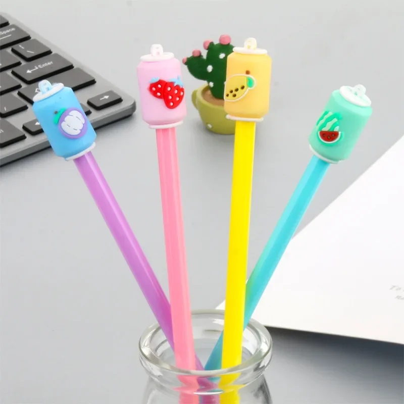 36pcs factory direct sales cartoon creative simple fruit easy to pull cans of neutral pen black water pen student stationery