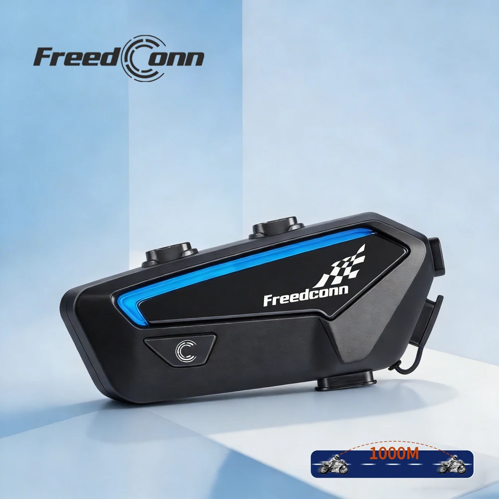

Новый мотоциклетный интерком Freedconn: беспроводная Bluetooth-гарнитура для шлема, FM-радио, коммутатор, функция обмена музыкой, наушники с аудио высокого разрешения