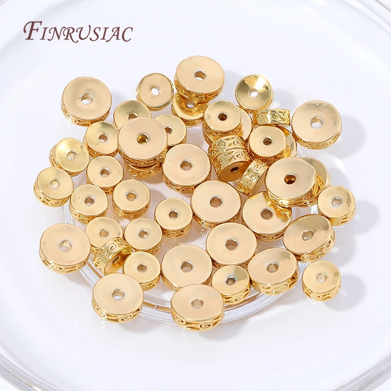 18K Gold Plated Flat Round Spacer Beads,Metal Separator Beads For DIY Necklace Bracelet Jewelry Making Findings,Handmade Bead image 5
