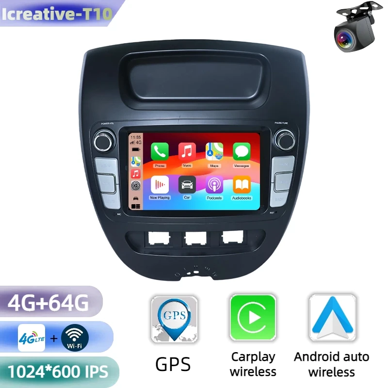 Autoradio Android voor Peugeot 107 2005-2014 voor Citroen C1 2005-2014 7 "Multimedia Carplay Autoradio 2din Stereo Navigatie GPS