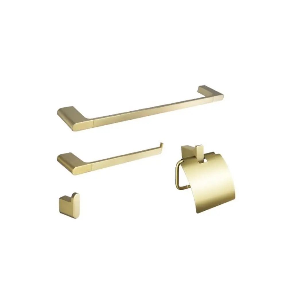 

Набор аксессуаров для ванной комнаты из матовой золотой нержавеющей стали, 4 предмета: держатель для бумаги и полотенец, настенный, на заказ