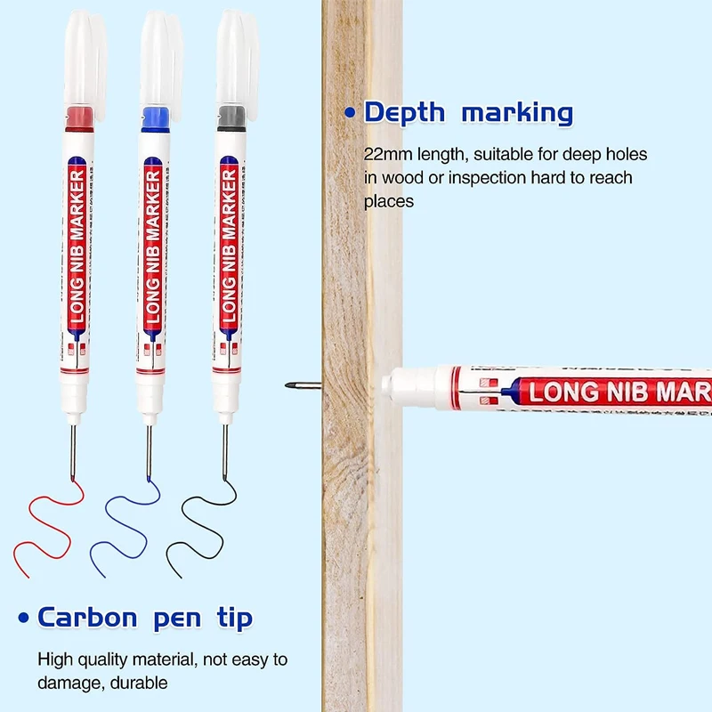 5 colori Deep Hole Long Nib Head pennarelli artistici permanenti oleosi per penna perforante in metallo bagno impermeabile lavorazione del legno 20mm