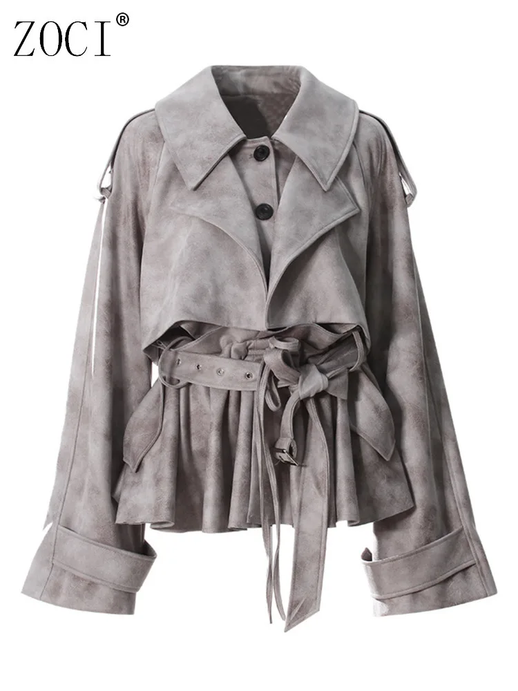 

ZOCI Fashion Women's Camouflage Print Dye 2 Pcs Set Lapel Loose Short High Sashes Mini Skirt Suit Autumn 2025 New Tide FC1368