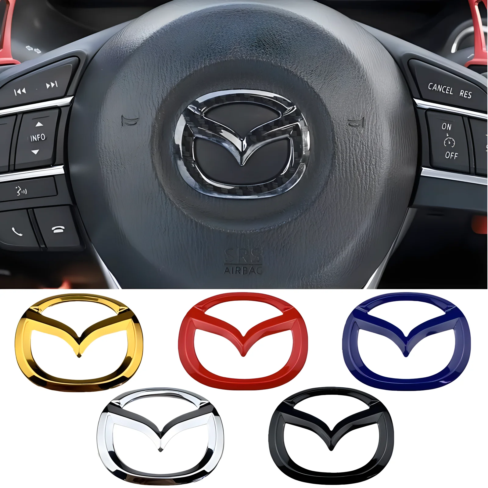 Car style steering wheel center interior sticker For Mazda 3 CX3 CX4 CX5 CX7 CX8 CX9 CX30 RX7 Atenza Axela Interior Decoration