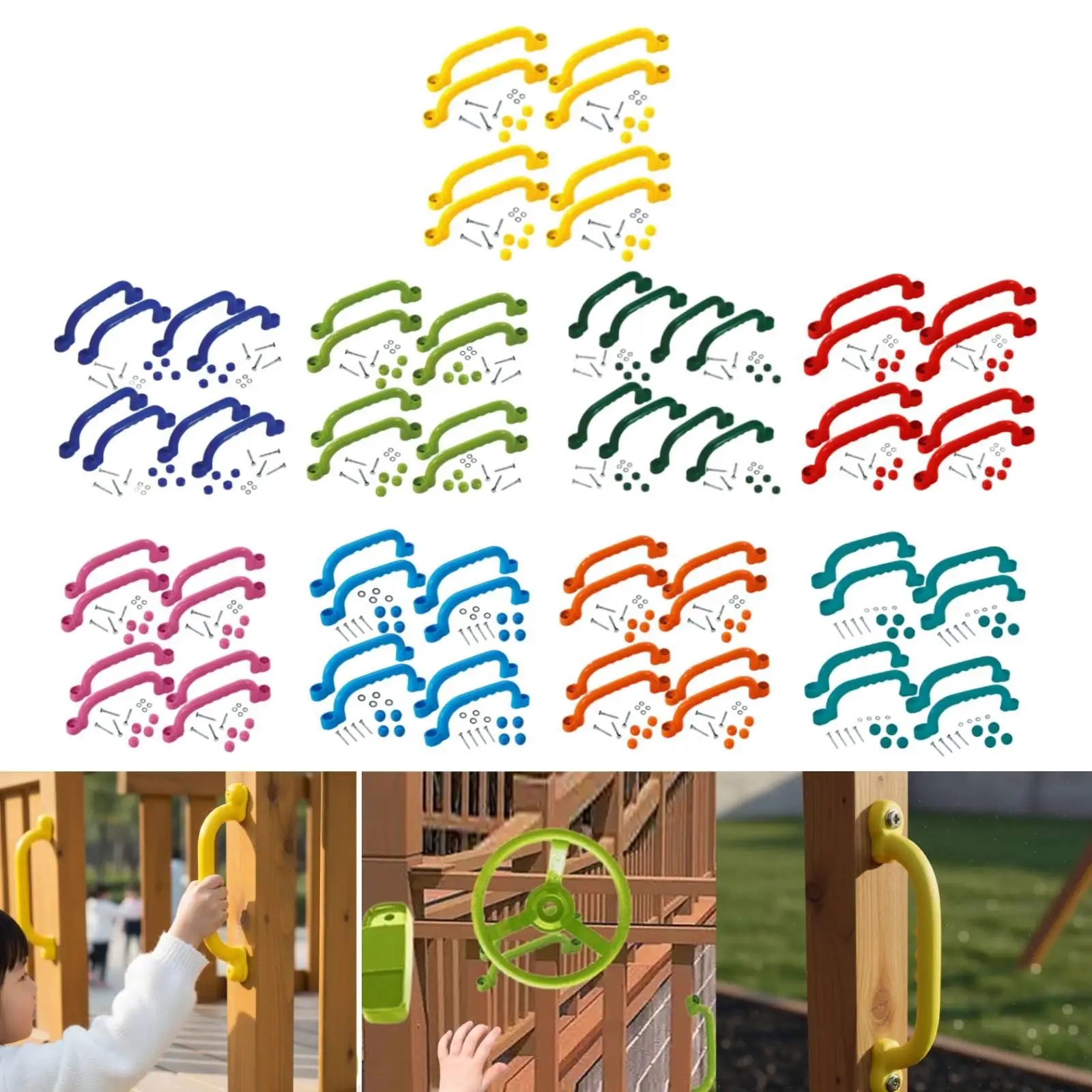 8Pcs Climbing Frame Handles Easy Installation Outdoor Playset Kids Playground Accessories for Garden Playhouse Treehouse