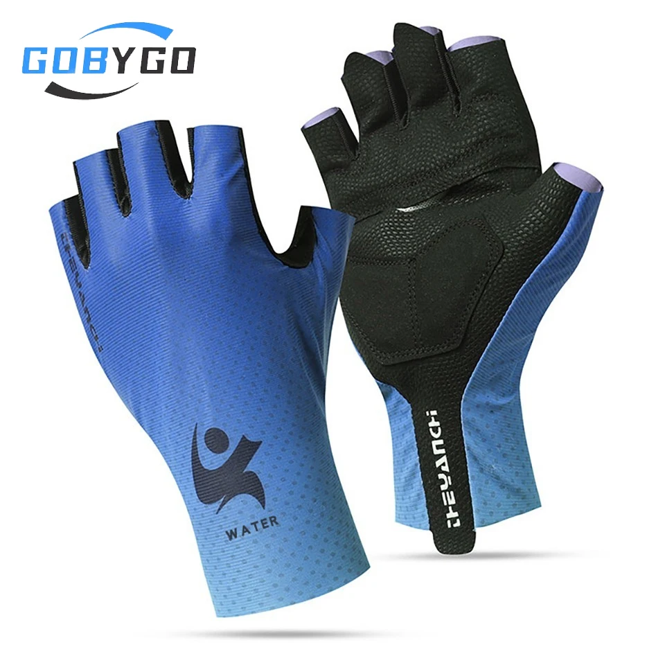 GOBYGO 1Pair Cycling Gloves Half Finger Breathable Ice Silk Shock Absorption Anti-Slip Touchscreen Sunproof Durable Sport Gloves