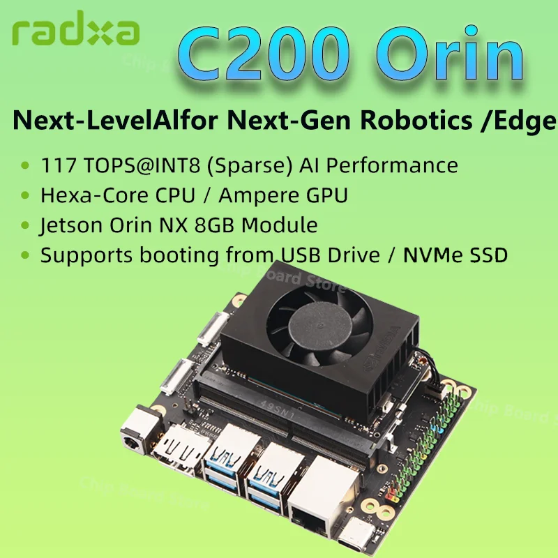 

New Radxa C200 Orin Developer Kit/Jetson Orin NX 8GB /Super Mode 117 TOPS / Edge AI