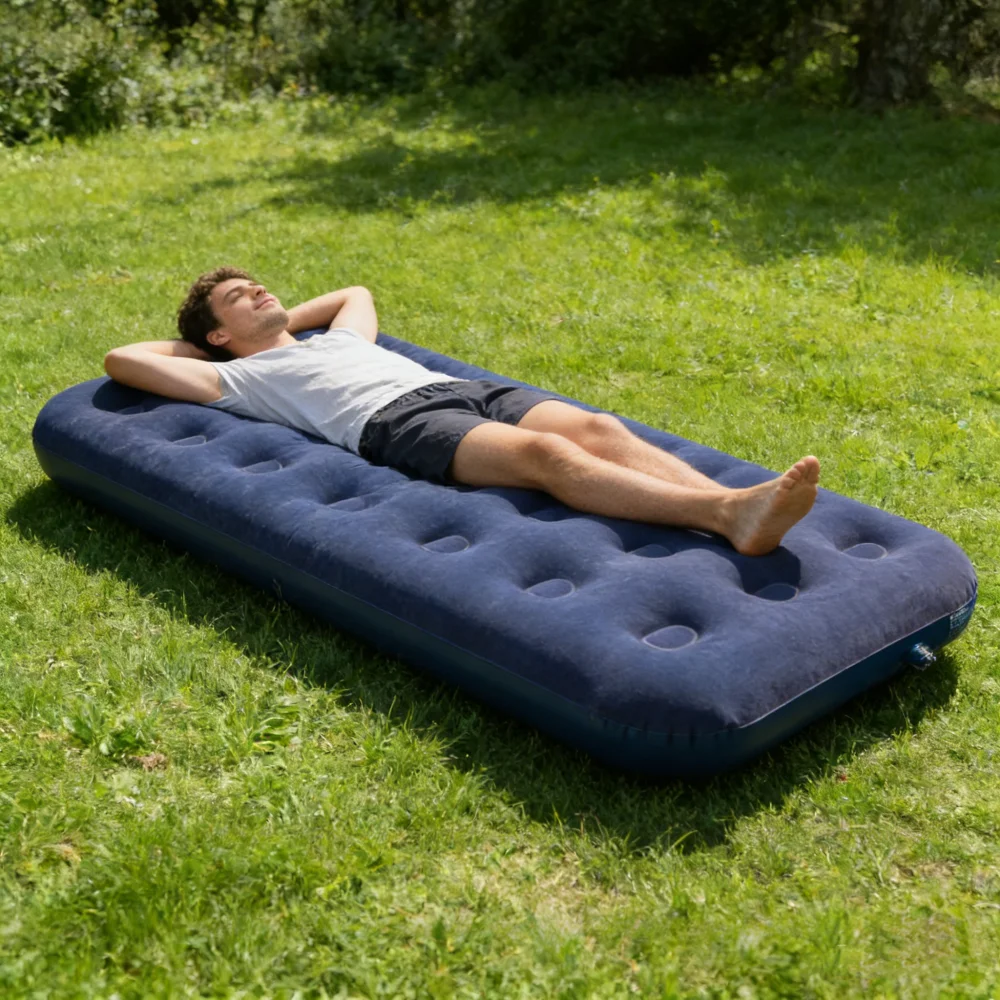 

Inflatable Flocking Camping Bed Mat Single Person Outdoor Tent Sleeping Pad for Hiking And Backpacking