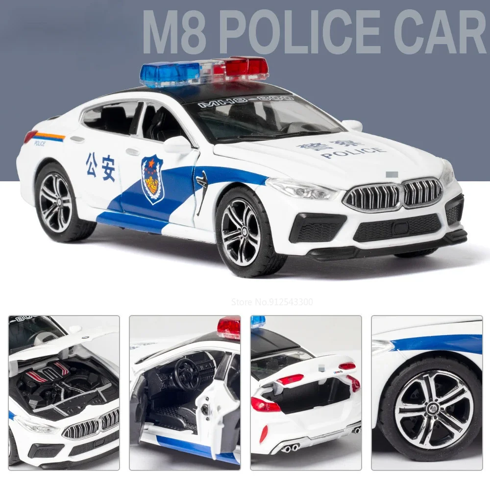 Maßstab 1/32 m8 Polizeiauto Modell Spielzeug Metall Druckguss mit zurückziehen 110 Simulation Fahrzeug modelle Türen zu öffnen Jungen Sammlung Geschenk