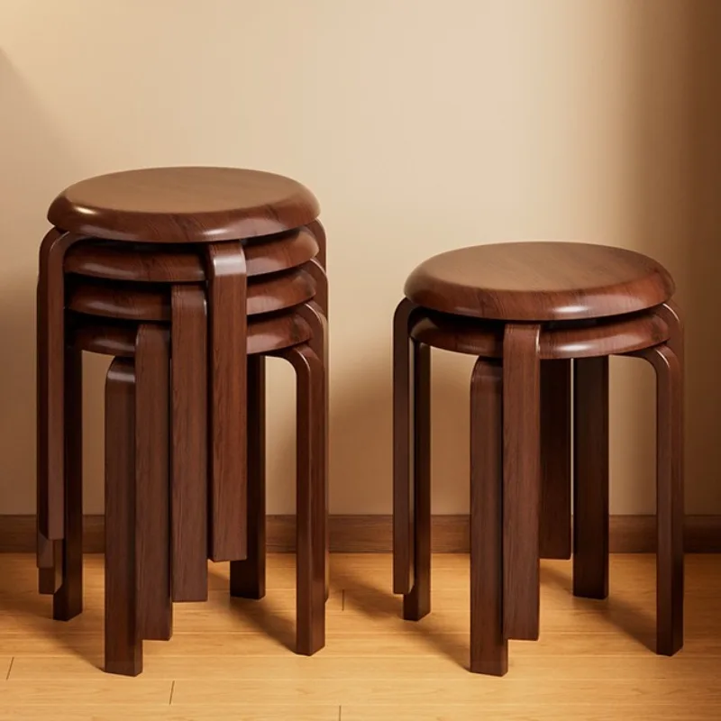 Solid Wood Stackable Stools Household Comfortable Living Room Bedroom Portable Simple Ottomans Aesthetic Luxury Room Decor