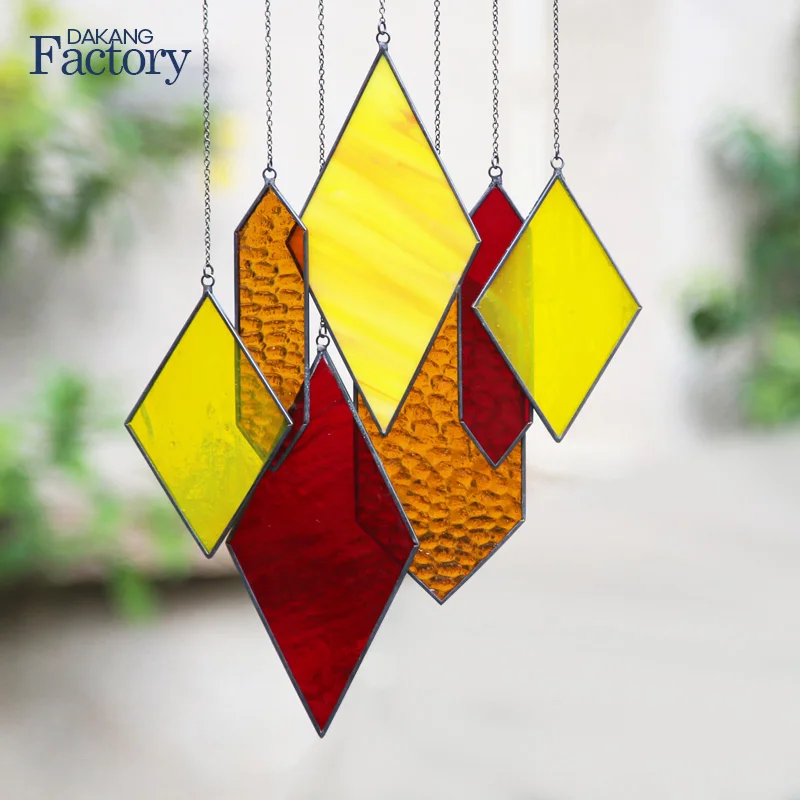 Handcrafted Vibrant Red and Yellow Glass Suncatcher for Festive  Window Hanging Ornament and Durable Outdoor  Decor