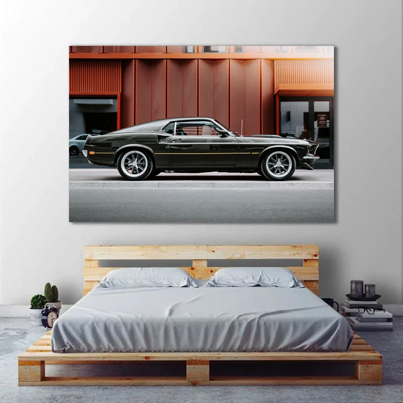 Sportscar Canvas Printings Art Mustang Boss 429 Old Car Poster Decorative Painting for Home Living Room Wall Decor