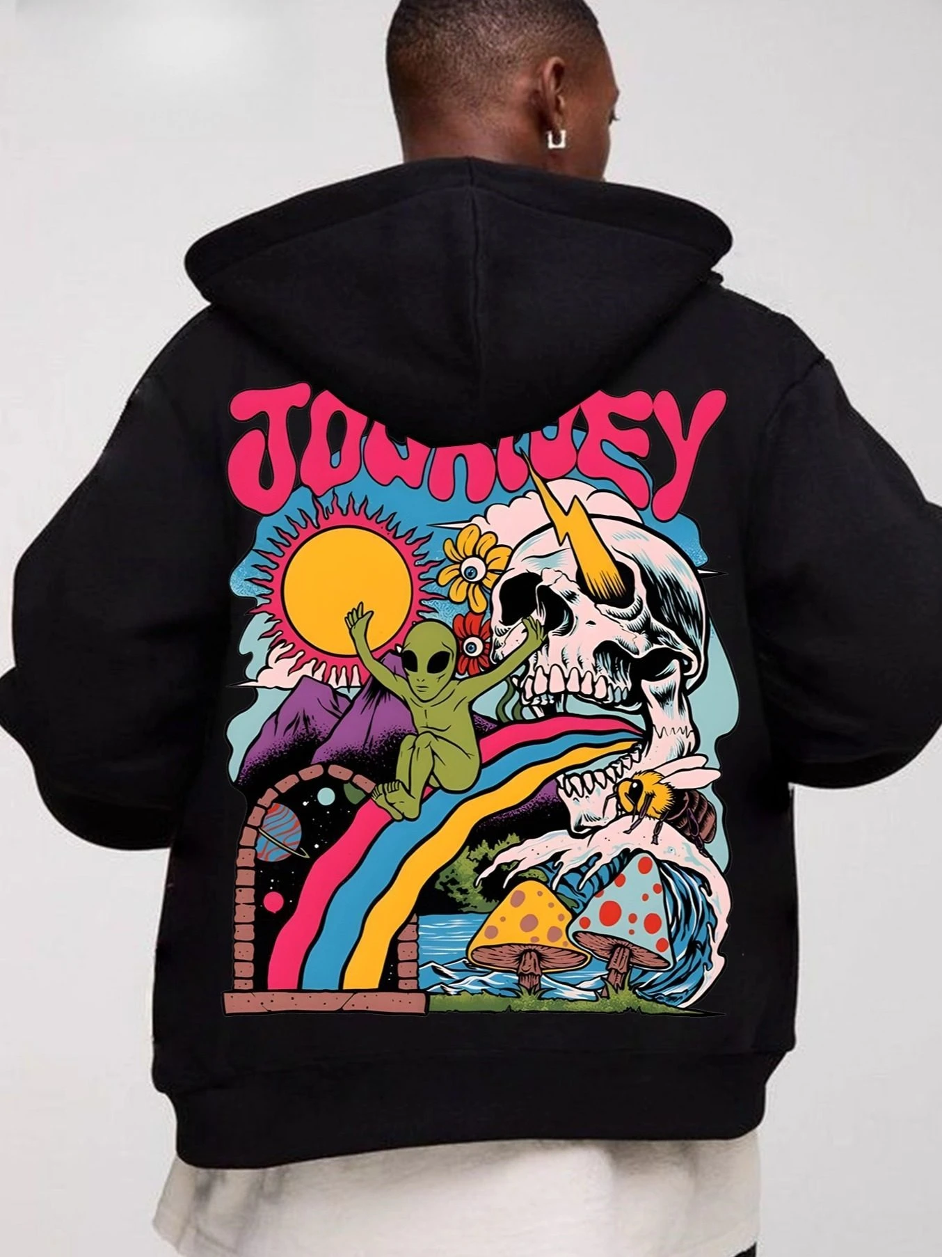 

Американская уличная брендовая толстовка с принтом граффити из мультфильма — модная уличная одежда свободного кроя, унисекс, верхняя одежда для пар, уличная одежда